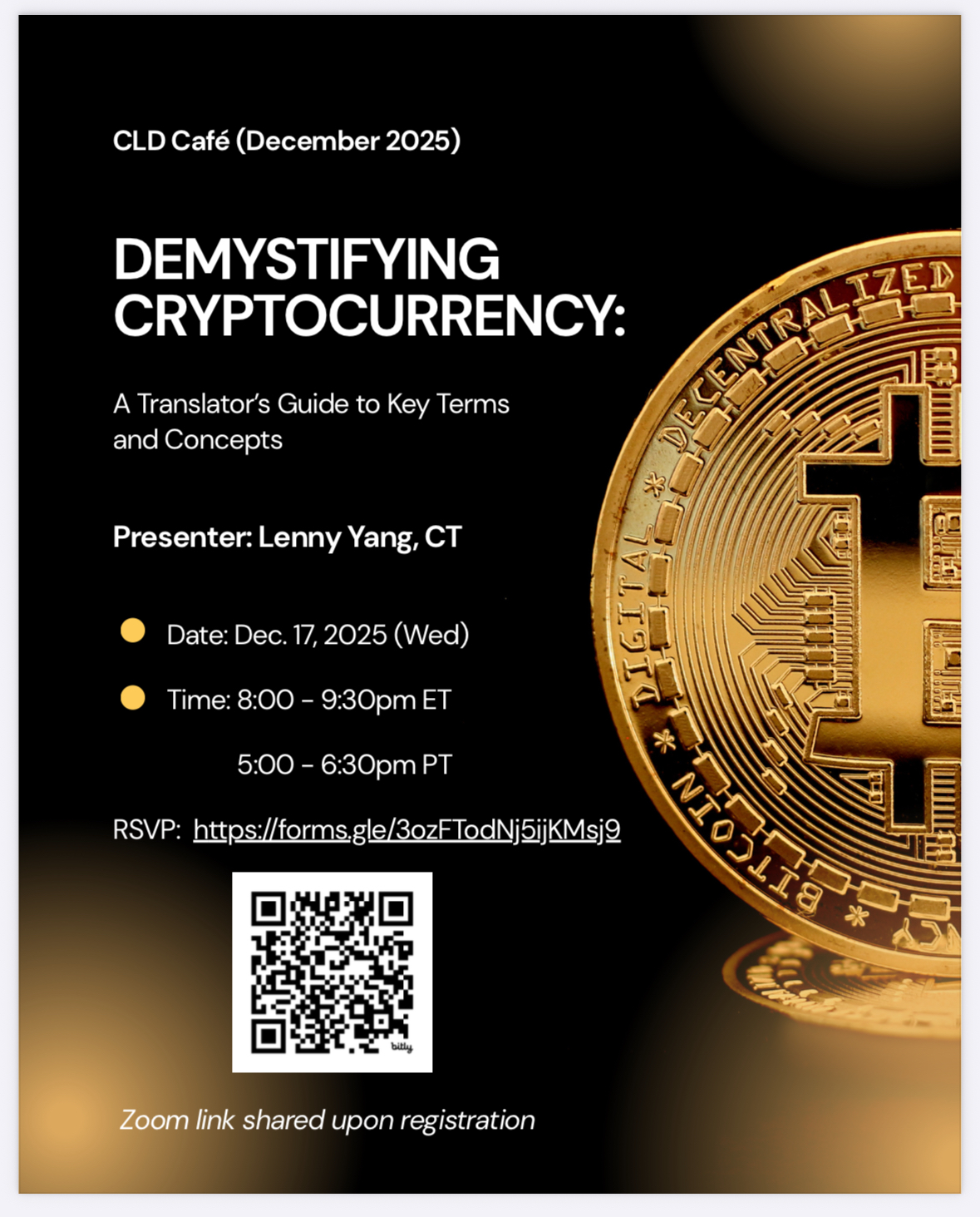Demystifying Cryptocurrency: A Translator’s Guide to Key Terms and Concepts (Dec 17th, 2025 CLD Café Registration)