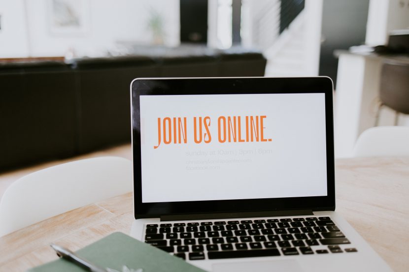 Computer screen with JOIN US ONLINE