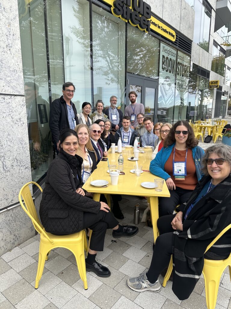 Group photo of Literary Division members at the Porter Square Books lunch.