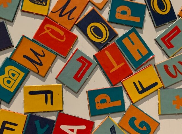 A collection of colorful letters in different fonts.